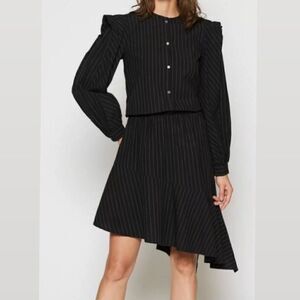 Joie Women’s “Rasheda” 100% Cotton Pinstripe Caviar Black Dress Size Medium